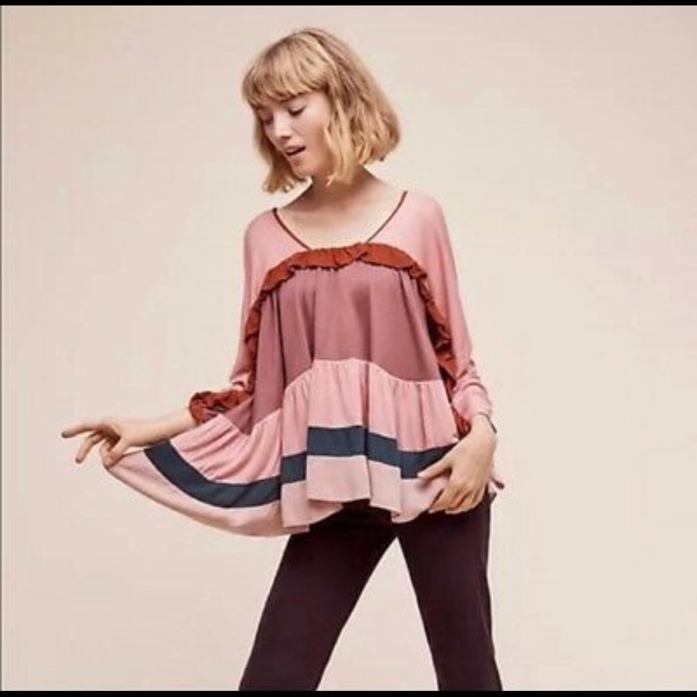 Anthropologie Ruffle Blouse